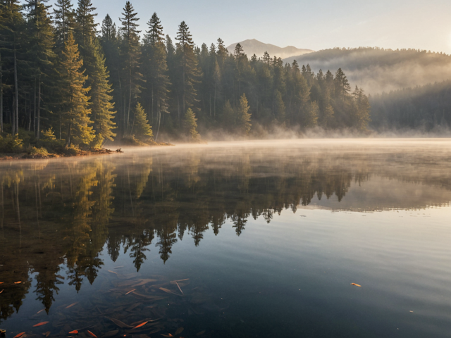 Serene Lake with Misty Forest