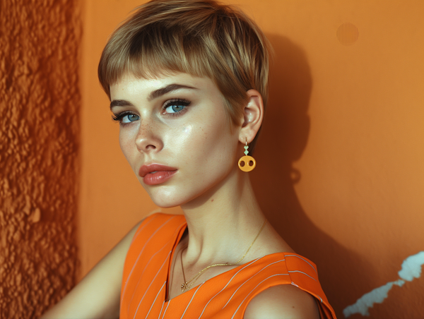 Contemplative Young Woman in Orange