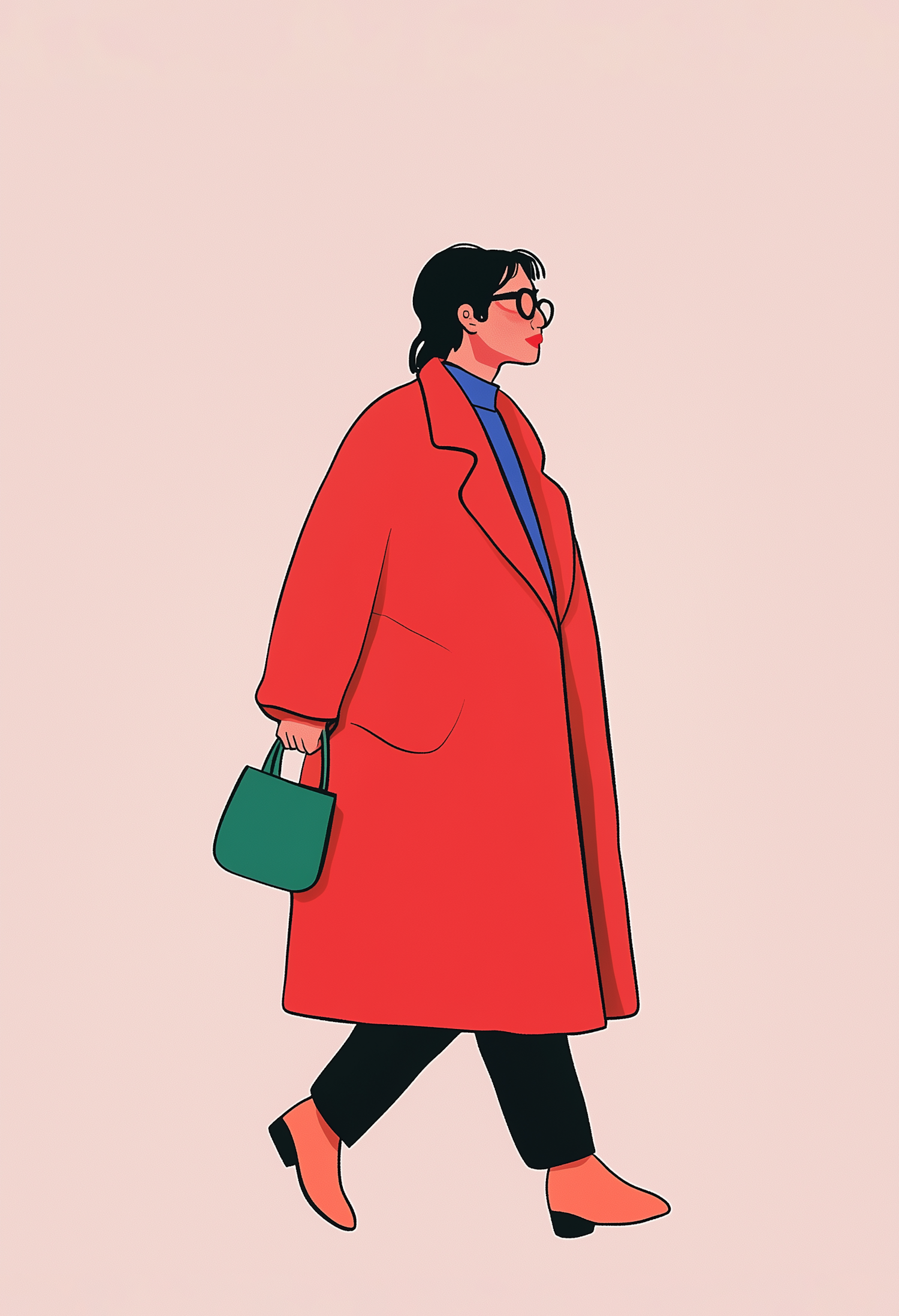 Stylish Woman Walking Illustration