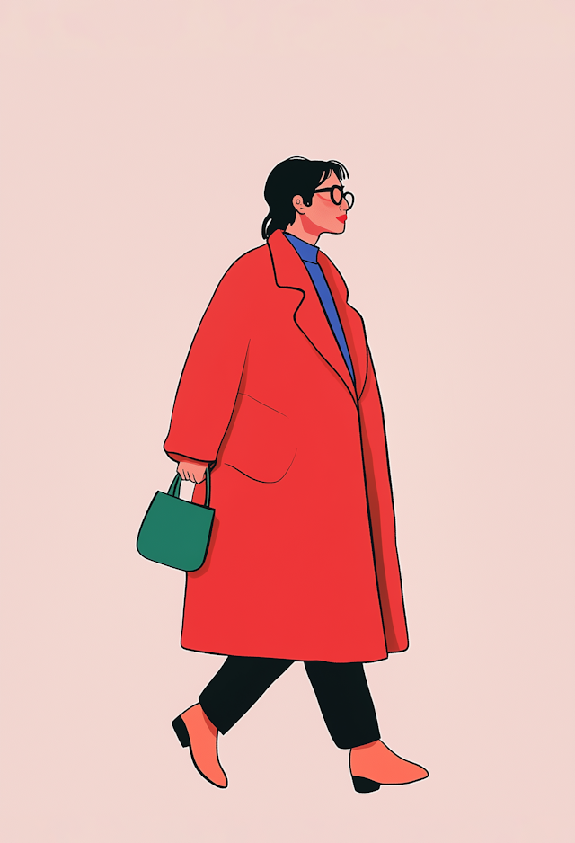 Stylish Woman Walking Illustration