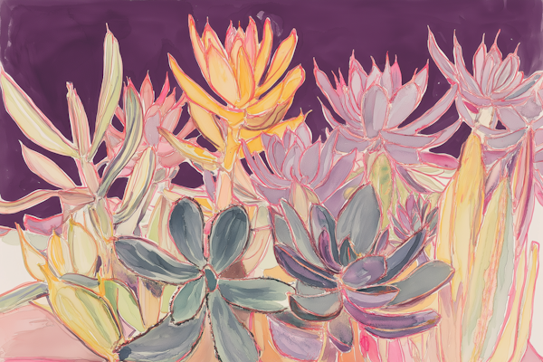 Impressionistic Succulent Garden Painting