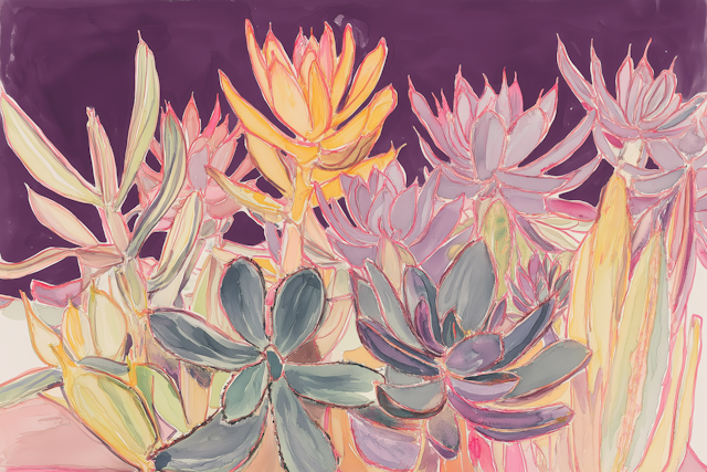 Impressionistic Succulent Garden Painting