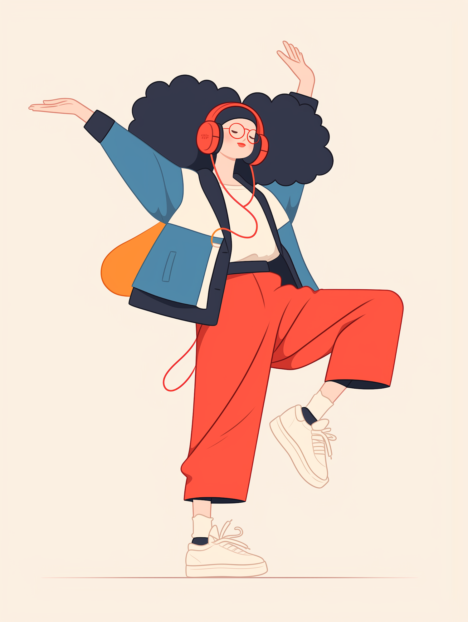 Joyful Dancing with Red Headphones