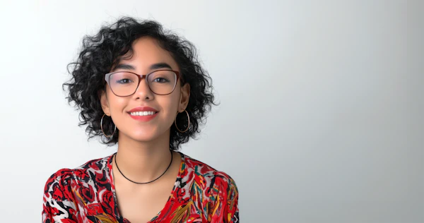 Smiling Young Woman with Glasses