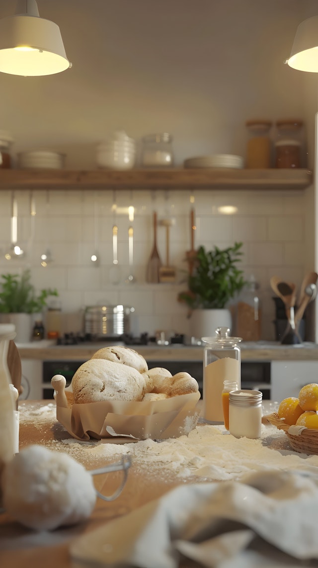 Cozy Kitchen Baking Scene