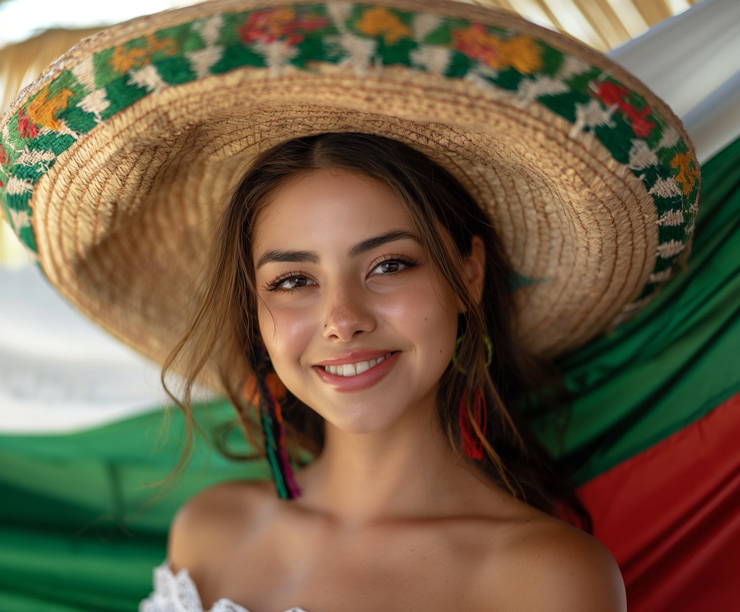 Young Woman with Colorful Sombrero