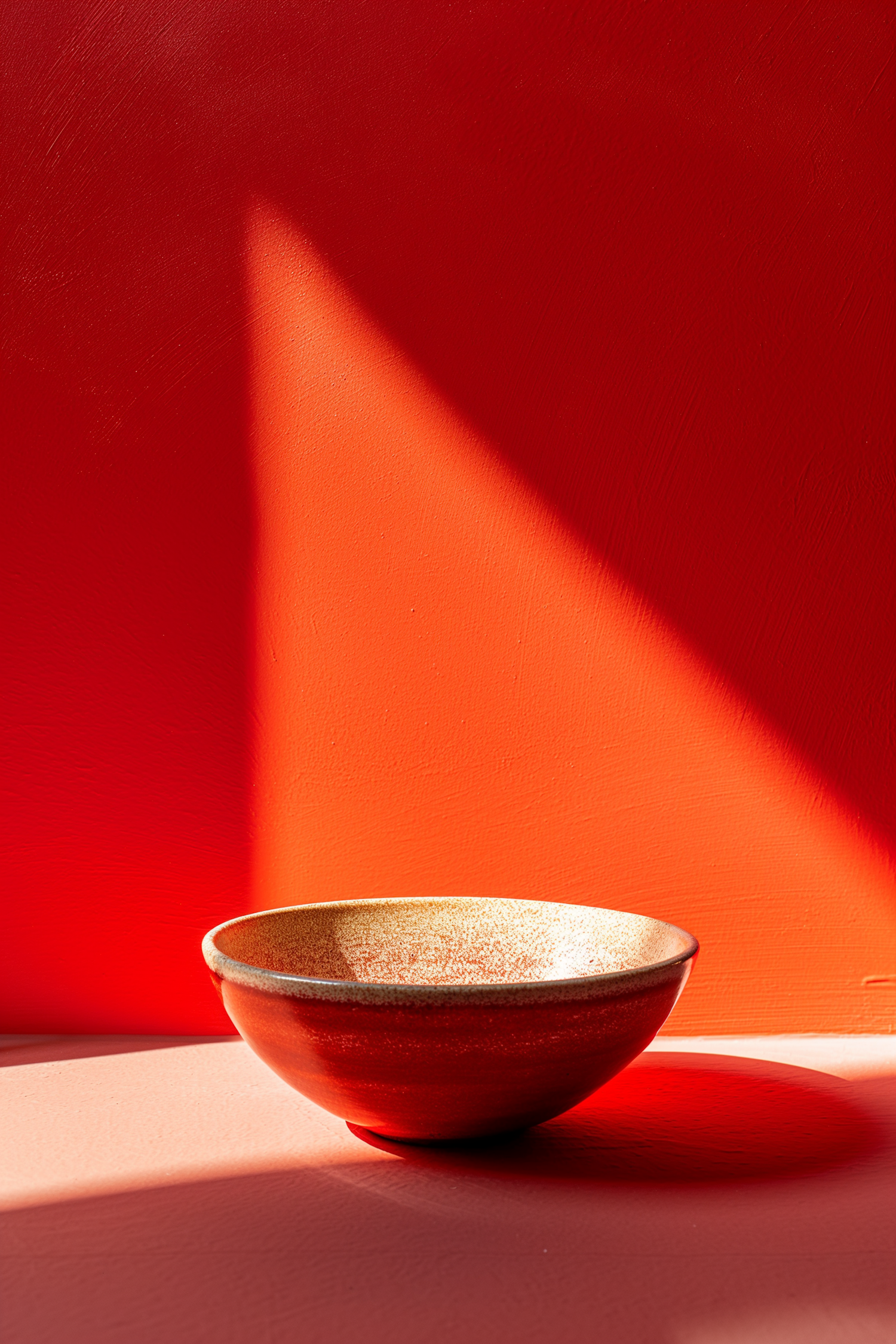 Ceramic Bowl Against Red Background