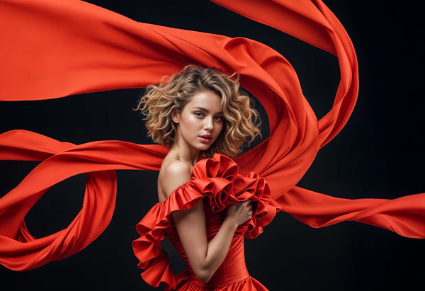 Elegant Red Dress Portrait