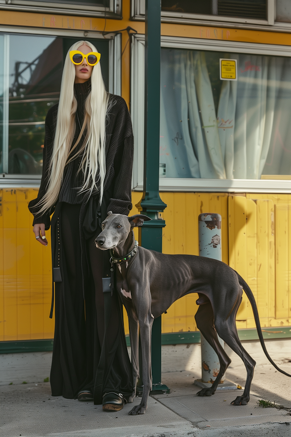 Stylish Woman with Italian Greyhound