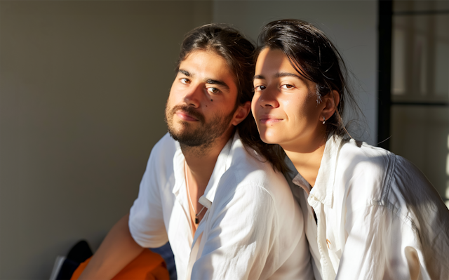 Two Young Adults Enjoying Sunshine