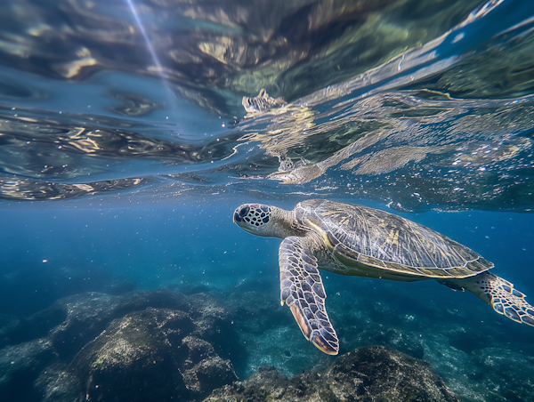 Serene Sea Turtle in Blue Water