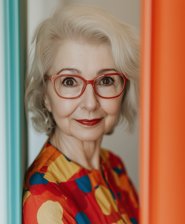 Portrait of Elderly Caucasian Woman with White Hair