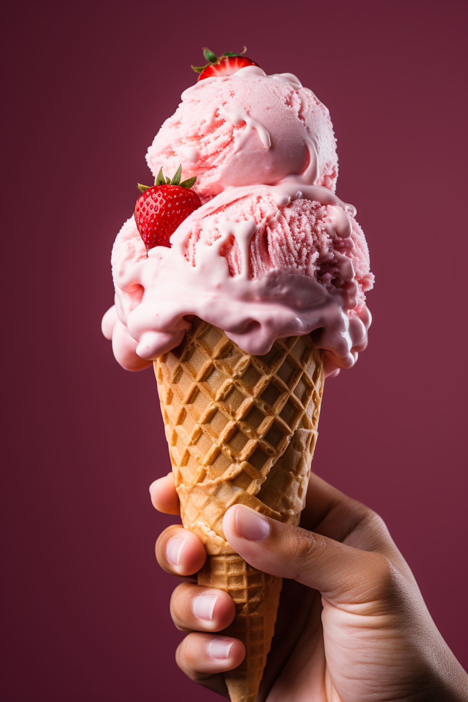 Strawberry Delight in a Waffle Cone