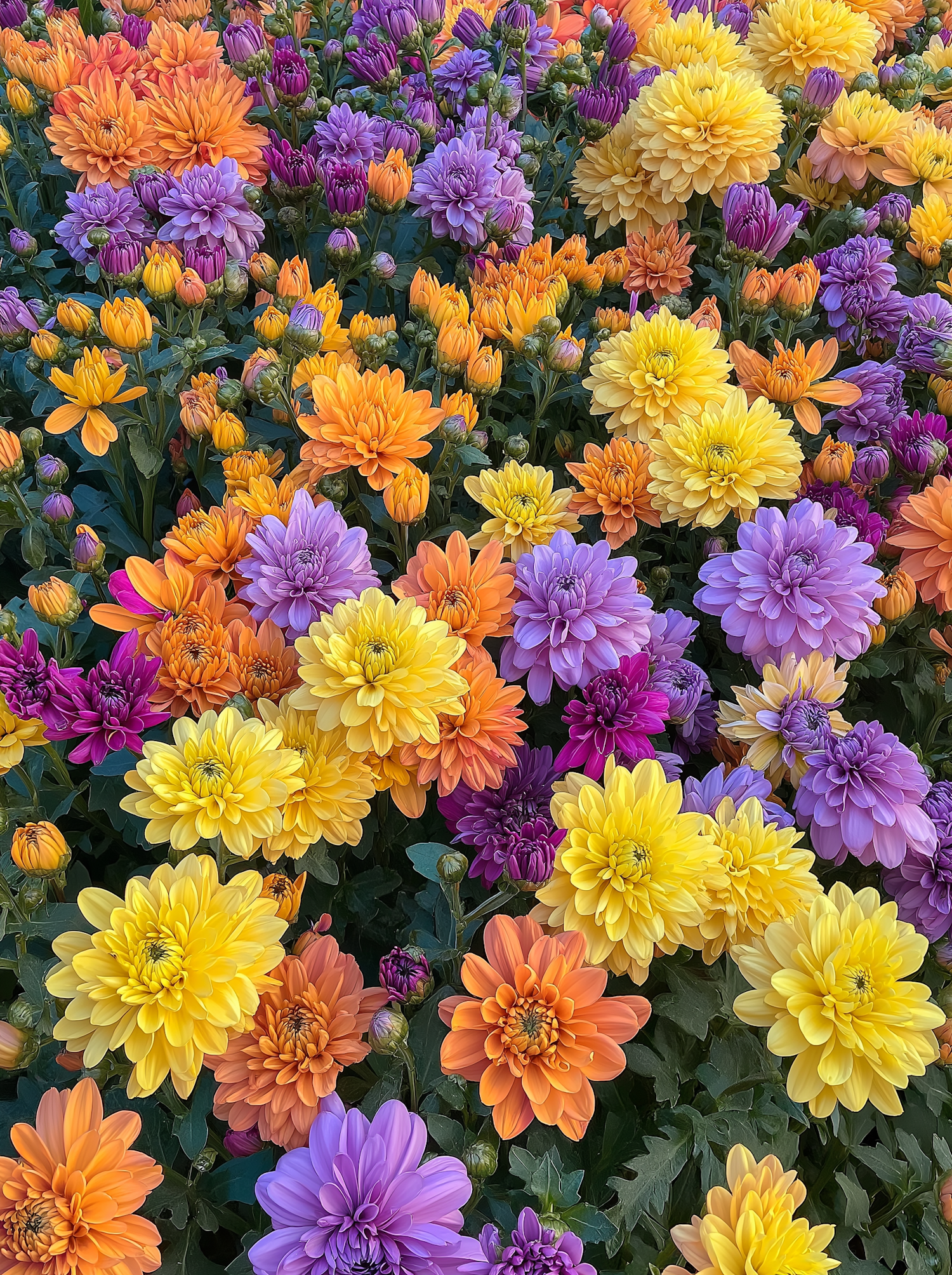 Chrysanthemums in Full Bloom