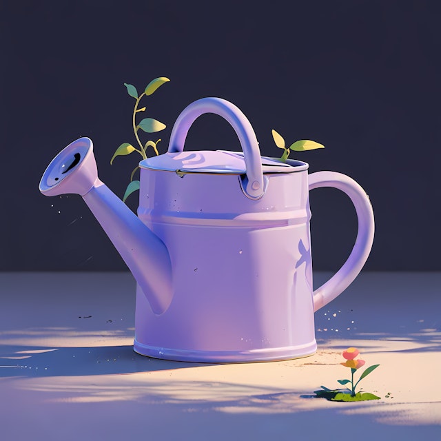 Pastel Purple Watering Can with Plants