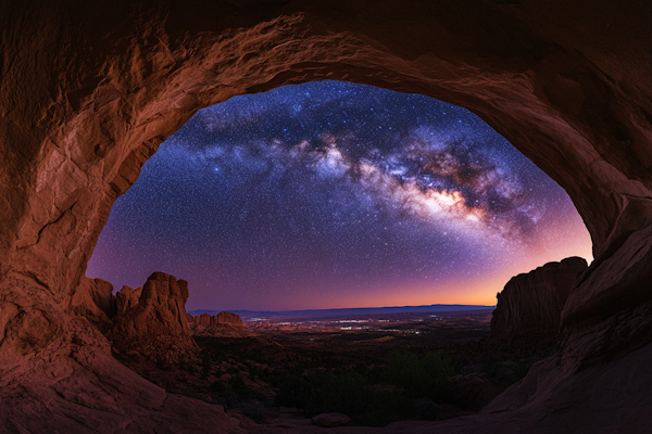 Starry Night View from Cave