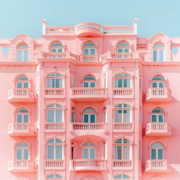 Pastel Pink European Building