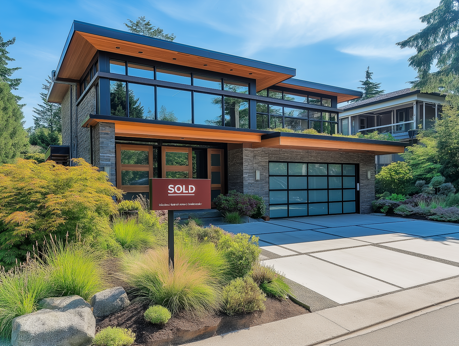 Modern House with Sold Sign