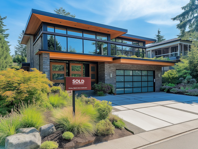 Modern House with Sold Sign