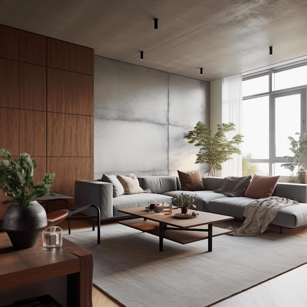 Modern Industrial-Natural Themed Living Room