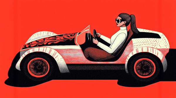 Stylized Woman in Retro Convertible