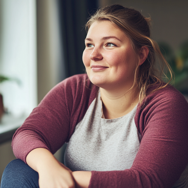 Contemplative Young Woman with Soft Smile