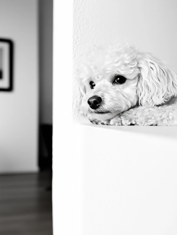 Thoughtful White Poodle
