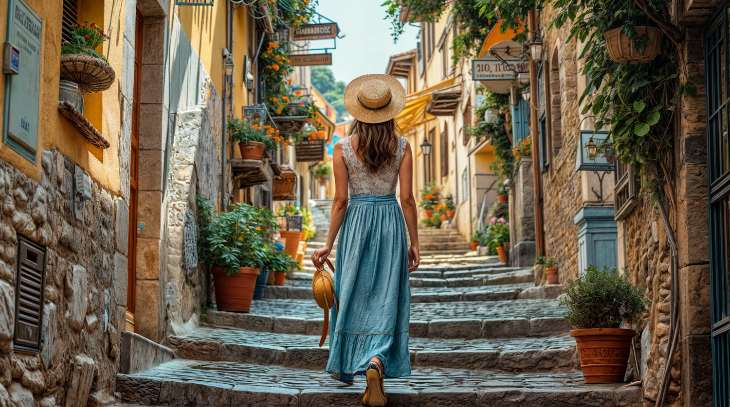 Woman in Quaint Alley