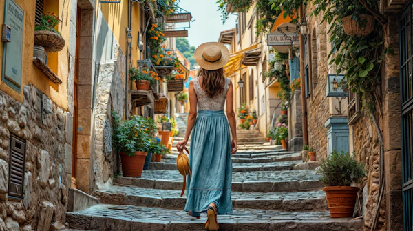 Woman in Quaint Alley