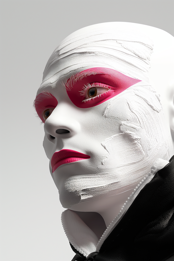 Sculpted Visage in White and Neon Pink