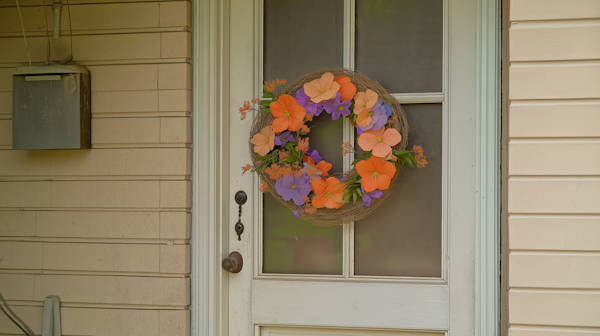 Front Door with Vibrant Wreath