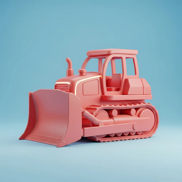 Coral Pink Toy Bulldozer