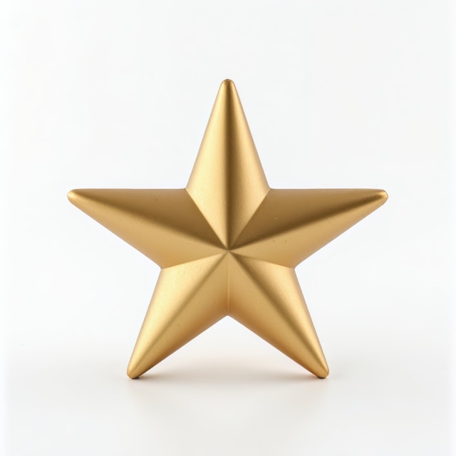 Golden Star on White Background