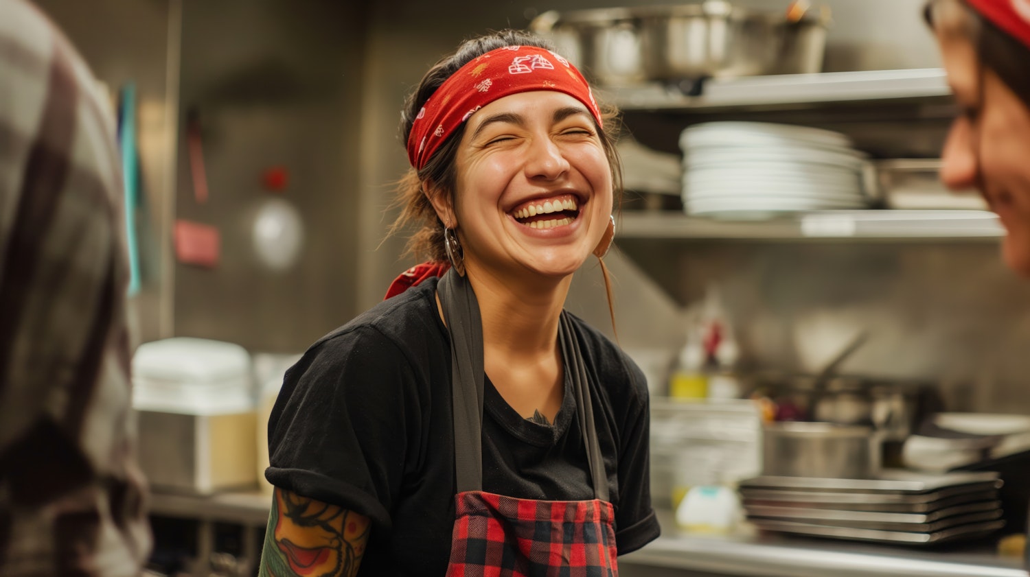 Joyful Woman in Kitchen