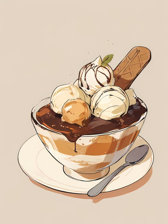 Delicious Dessert with Ice Cream