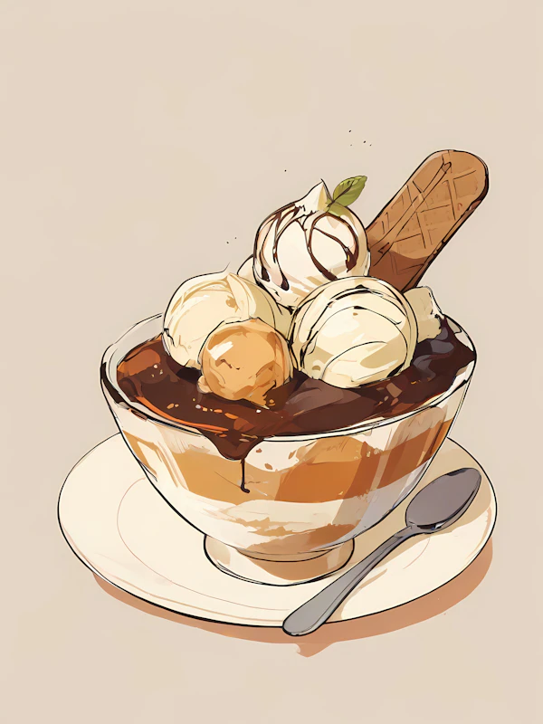 Delicious Dessert with Ice Cream