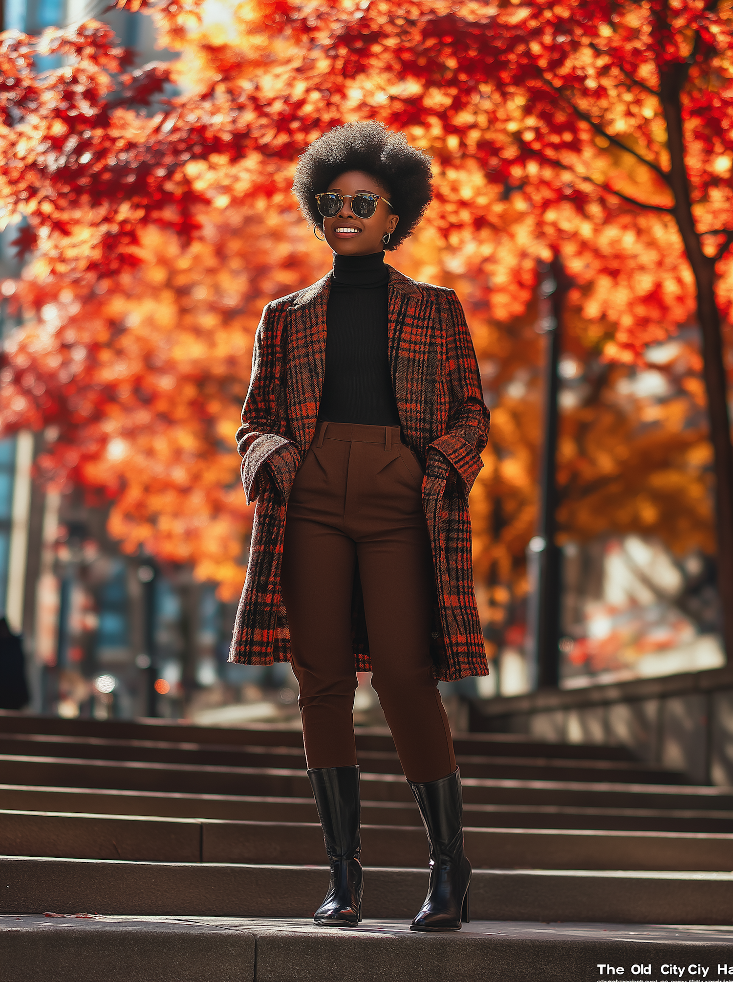 Stylish Individual in Autumn Setting