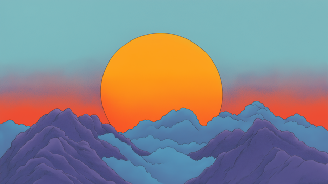 Vibrant Sunset Over Purple Mountains