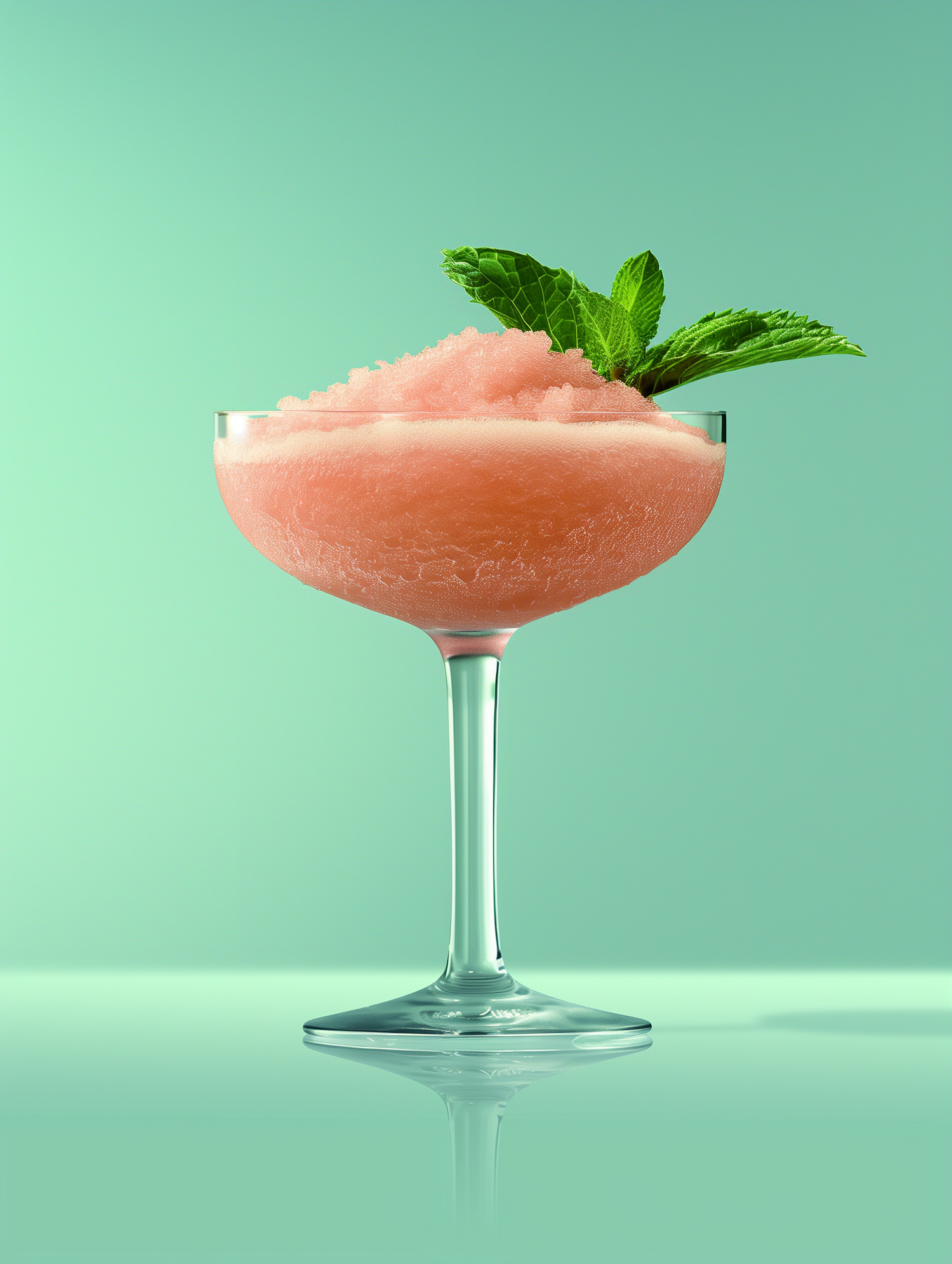 Elegant Blush-Pink Cocktail with Mint Garnish