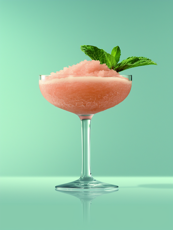 Elegant Blush-Pink Cocktail with Mint Garnish