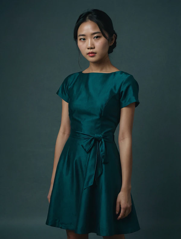 Portrait of a Young Woman in Teal Dress