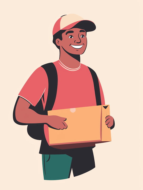 Cheerful Delivery Boy Illustration