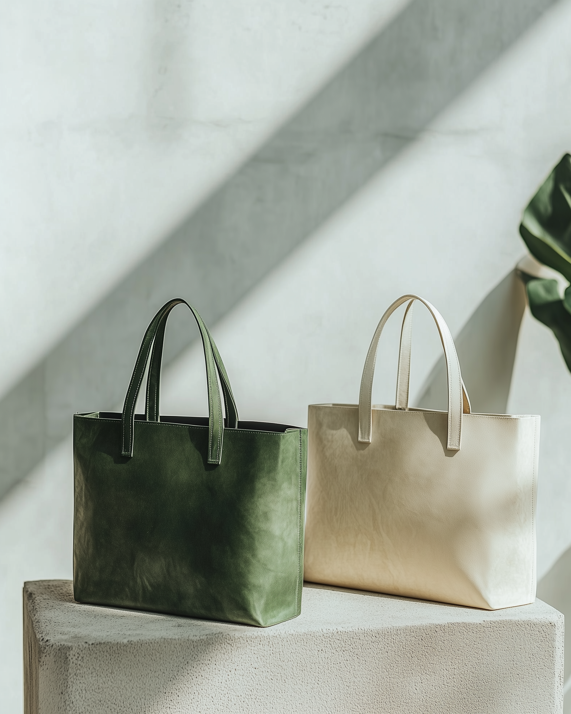 Tan Minimalist Structured Tote Bag