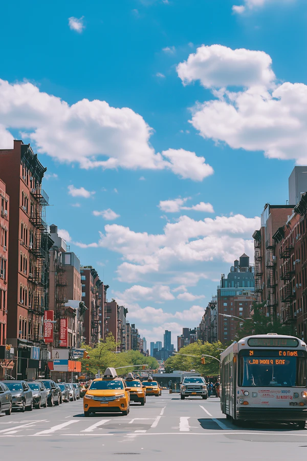 Urban Street Scene with Taxis