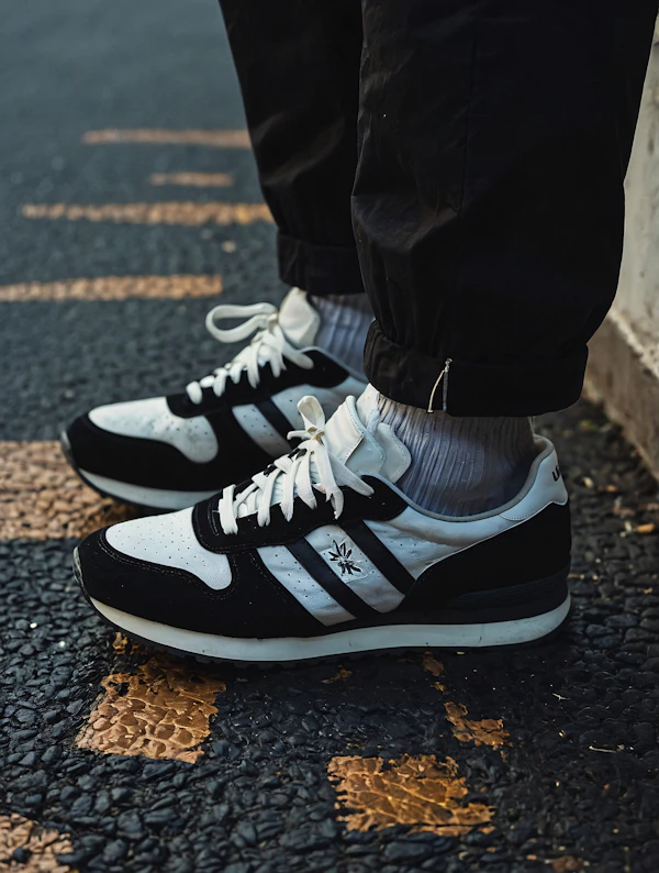 Close-up of Sneakers on Textured Surface