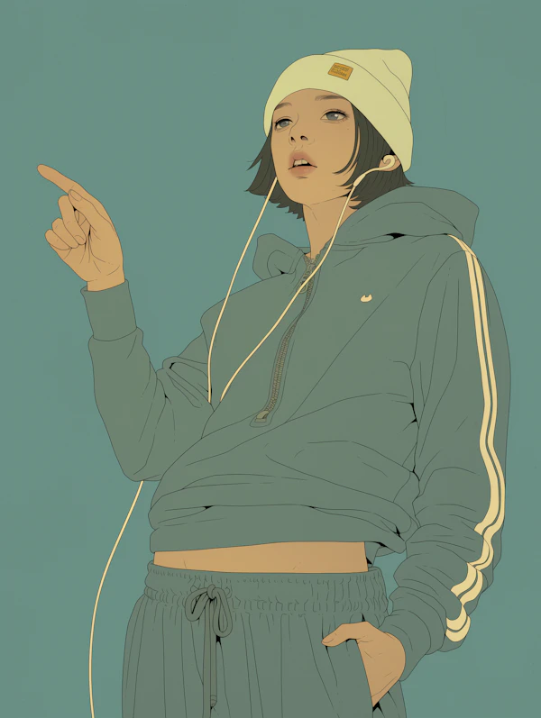 Stylized Person in Tracksuit