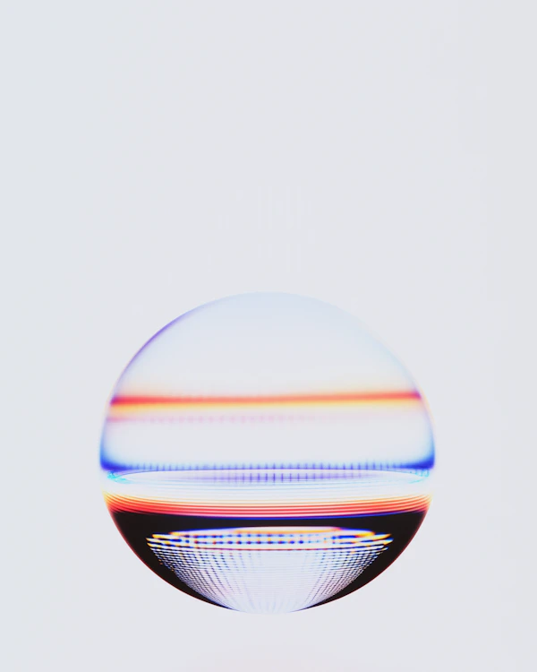 Spherical Glass Orb with Light Refraction