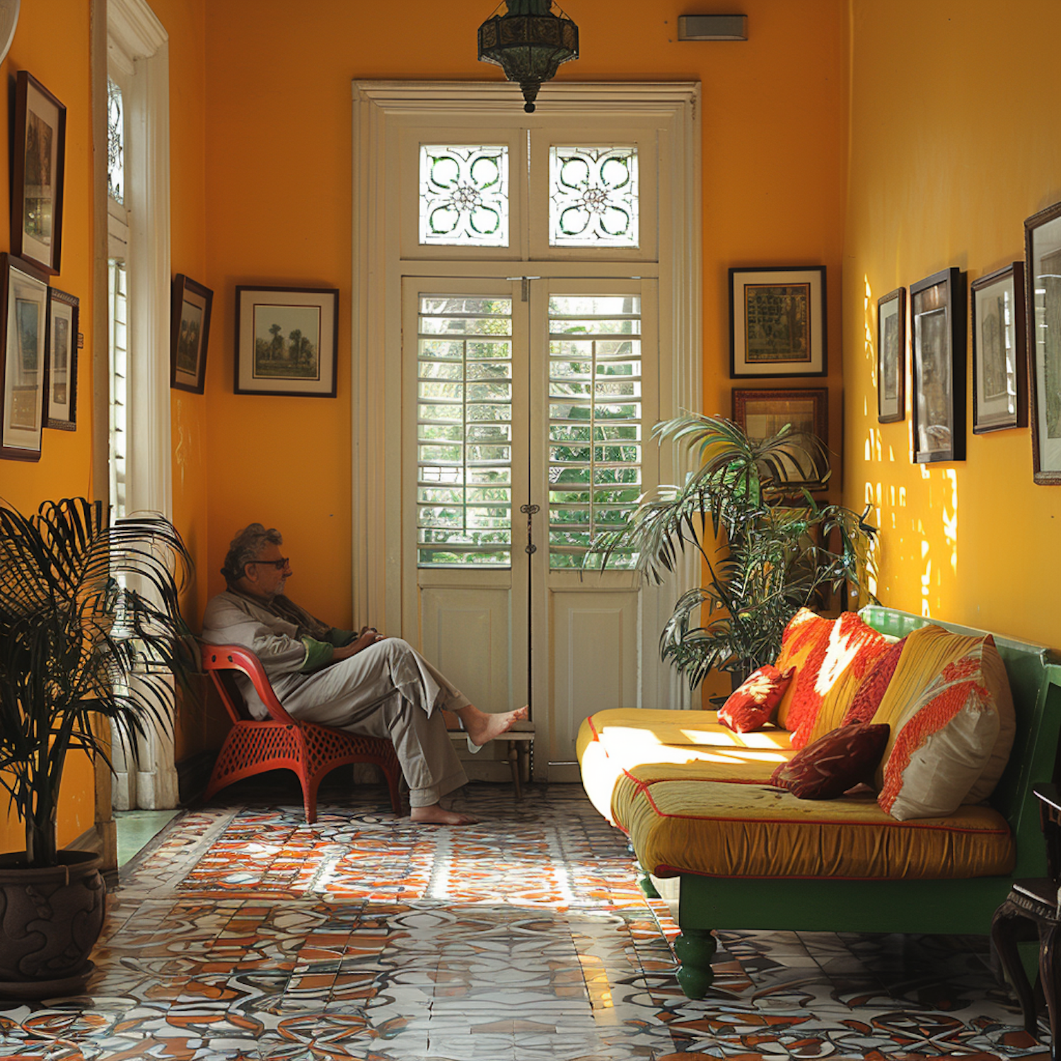 Elderly Man in a Sunlit Room