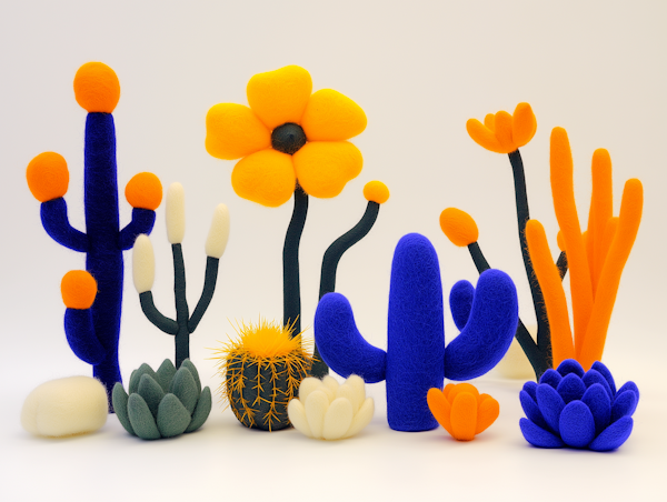 Colorful Stylized Cacti and Succulents