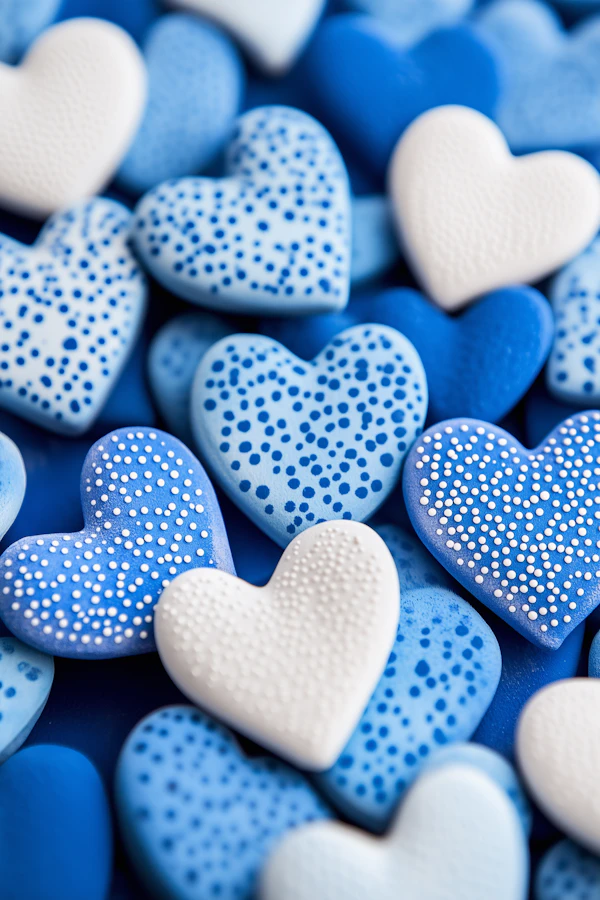 Blue and White Hearts